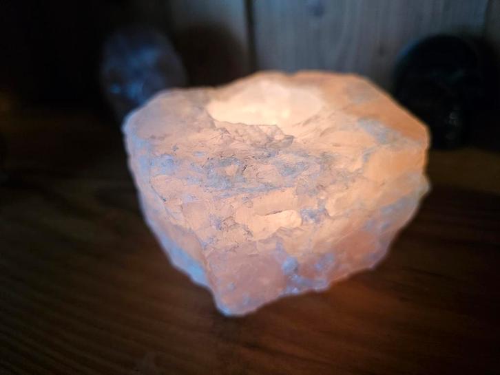 Mooi ruwe rozenkwarts theelichthouder, Verzamelen, Mineralen en Fossielen, Ophalen of Verzenden