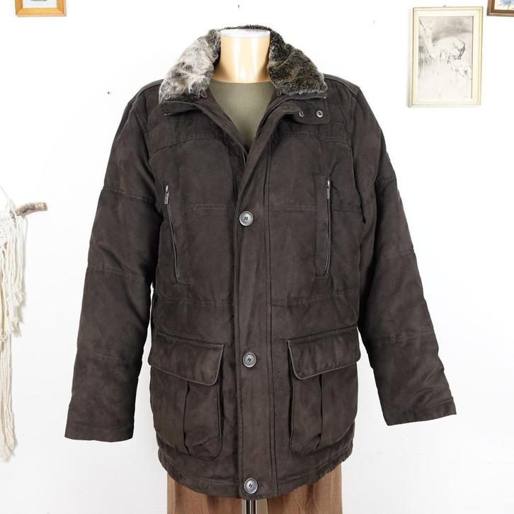 Westbury C&A bruin suède-look winter parka jas Sz 50, Kleding | Heren, Jassen | Winter, Zo goed als nieuw, Maat 48/50 (M), Bruin