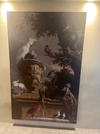 Schilderij met vogels en aap groot, Antiek en Kunst, Kunst | Schilderijen | Klassiek, Ophalen of Verzenden