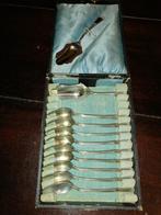 Antiek Gero Alpacca desert lepeltjes set in originele doos, Antiek en Kunst, Ophalen of Verzenden