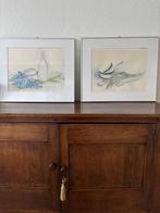 Twee schilderwerken ingelijst, Antiek en Kunst, Ophalen of Verzenden