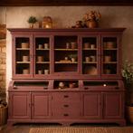 XXL Teakhouten Grutterskast - Landelijke Stijl, Huis en Inrichting, Gebruikt, Met deur(en), 200 cm of meer, Glas