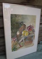 Aquarel in Aluminium Lijst Stilleven Kan 71 x 51 Gesigneerd, Ophalen, Zo goed als nieuw, Schilderij, 50 tot 75 cm