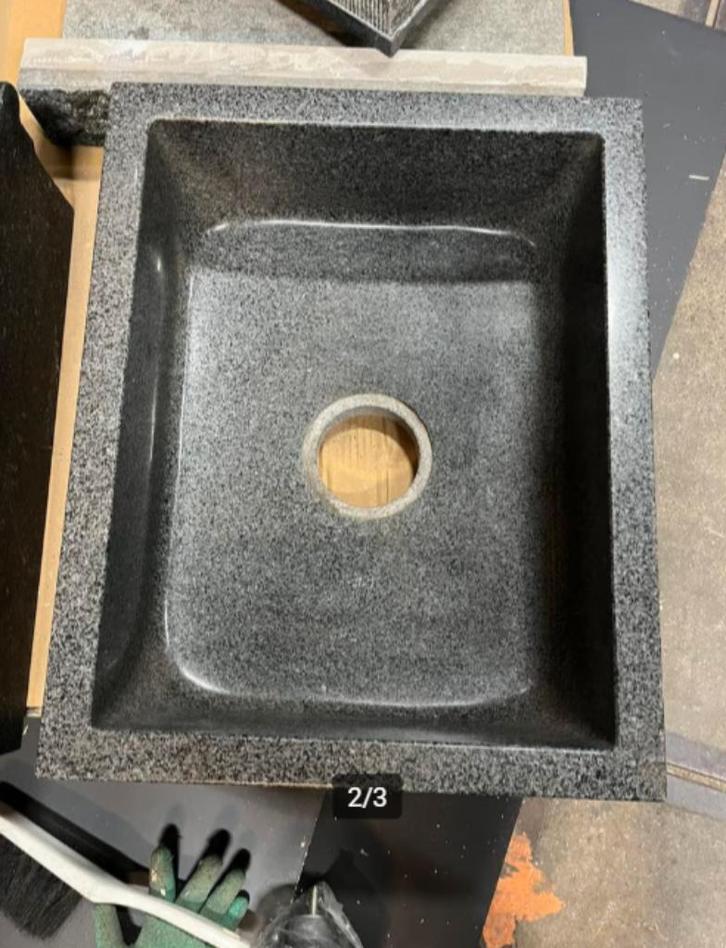 Granieten wasbak 60x53x15 cm €250, Doe-het-zelf en Verbouw, Sanitair, Wastafel, Ophalen