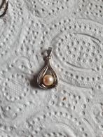 mooie vintage kettinghanger zilver met parel, Ophalen, Gebruikt, Met parel, Zilver