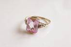 14 Karaat Vintage Gouden Ring Met Roze Toermalijn Edelsteen, Ophalen of Verzenden, Zo goed als nieuw, 17 tot 18, Roze