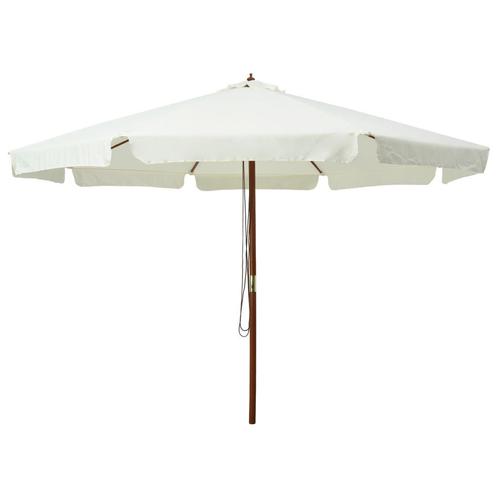 Parasol met houten paal 330 cm zandwit gratis bezorgd, Tuin en Terras, Parasols, Nieuw, Stokparasol, 3 tot 4 meter, Waterdicht