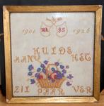 Antieke merklap Zilveren bruidspaar 1926 antieke lijst Gouda, Ophalen of Verzenden