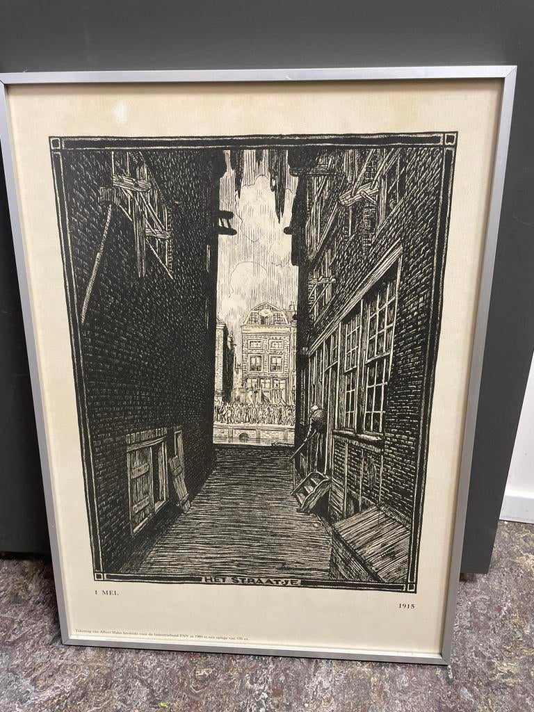 Albert Hahn - Het Straatje - 1918, Antiek en Kunst, Kunst | Etsen en Gravures, Ophalen of Verzenden