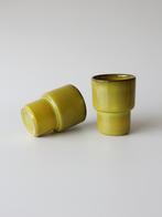 Aardewerk kopjes koffie keramiek olijfgroen vintage, Ophalen of Verzenden