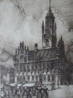ets stadhuis Middelburg, klederdracht, Louis Heymans 1937, Antiek en Kunst, Kunst | Etsen en Gravures, Verzenden