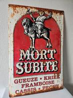 Pud reclamebord van "Mort Subite" bier, Verzamelen, Biermerken, Ophalen of Verzenden, Zo goed als nieuw, Reclamebord, Plaat of Schild
