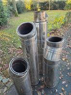 RVS Dubbelwandige Kachelbuis ongeveer 4.5 meter, Ophalen, Gebruikt, Rvs, Minder dan 2 meter