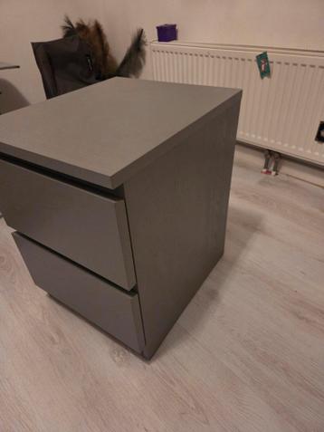 Ikea Malm grijs Nachtkastje met 2 Lades - afbeelding 3