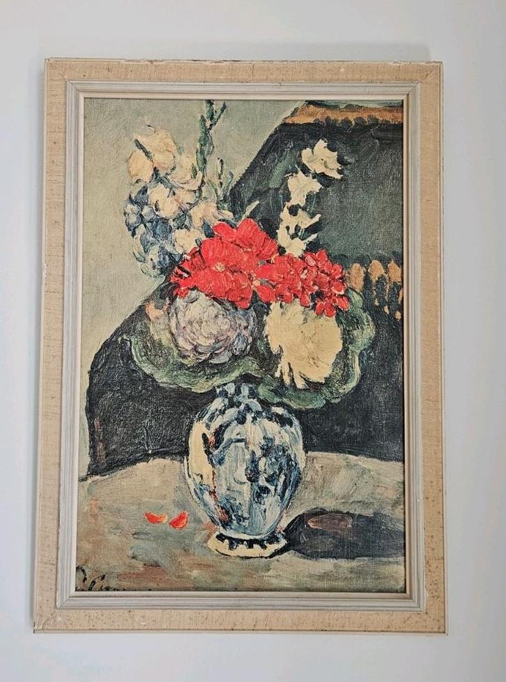 Schilderij delfts vaas met bloemen, Antiek en Kunst, Kunst | Schilderijen | Klassiek, Ophalen of Verzenden