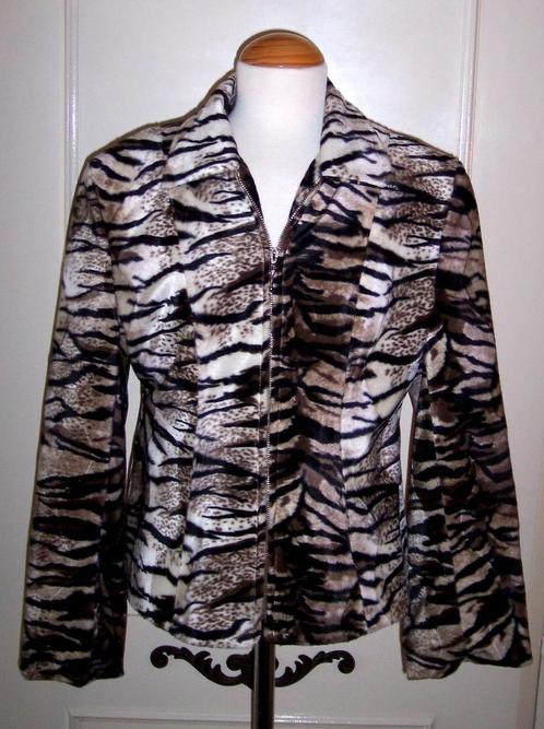 Jasje Velours M 38 Panter Print ( Jool ), Kleding | Dames, Jassen | Zomer, Zo goed als nieuw, Maat 38/40 (M), Bruin, Verzenden
