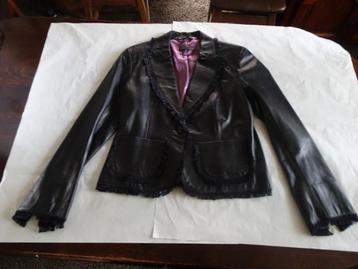 INSOLITA zwarte leren blazer met franjes beschikbaar voor biedingen