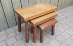 Eiken bijzettafels vintage brutalist mimiset - 3-delig, Huis en Inrichting, Tafels | Bijzettafels, Minder dan 45 cm, Gebruikt