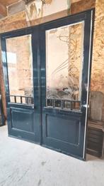 Oude dubbele deur met geëtst glas incl bovenlicht, Ophalen, Gebruikt, Overige typen, 150 tot 225 cm