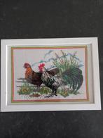 Geborduurd schilderij kip / haan, Ophalen of Verzenden, Minder dan 50 cm, Schilderij, Minder dan 50 cm