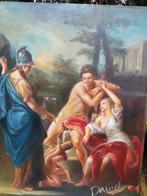 "Bijbels Tafereel" gr olieverf/paneel Schilderij, gesigneerd, Ophalen of Verzenden