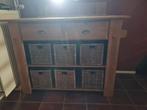 Grenen commode met bovenplankje en mandjes en 2 lades, Gebruikt, 50 tot 70 cm, Ophalen of Verzenden, 100 cm of meer
