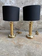 Set messing tafellampen (2) Hotel Chic, Huis en Inrichting, Lampen | Tafellampen, Gebruikt, Jaren 80, Onbekend, Ophalen of Verzenden