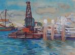Jannes de Vries, gezicht op de haven te Vlieland, Ophalen of Verzenden