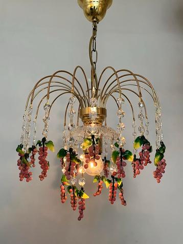 Vintage roze Murano druiven kroonluchter hanglamp vintage 