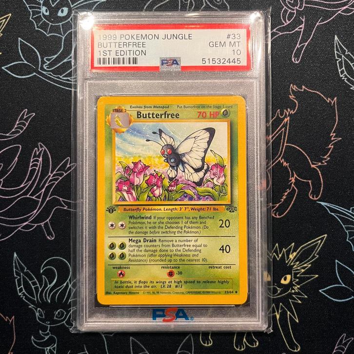 PSA 10 - Pokemon Jungle Butterfree 1st, Hobby en Vrije tijd, Verzamelkaartspellen | Pokémon, Zo goed als nieuw, Ophalen of Verzenden
