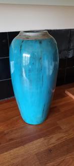 Groen blauwe aardewerken vaas, Huis en Inrichting, Ophalen, Overige kleuren, Aardewerk of Porselein, Nieuw