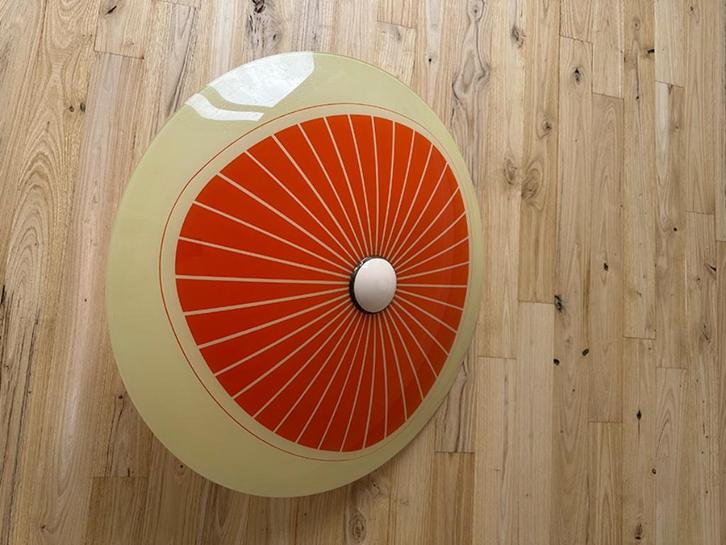 Plafond lamp vintage, Huis en Inrichting, Lampen | Plafondlampen, Zo goed als nieuw, Glas, Metaal, Ophalen
