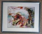 P. Sengers - Cheeta's 1995 - Aquarel achter glas, Ophalen of Verzenden