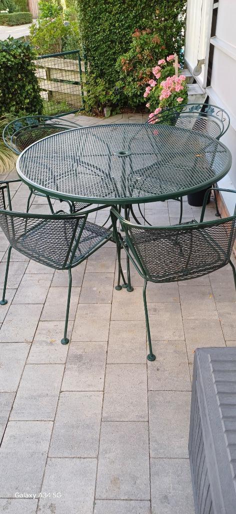 tuinset strekmetaal Kettler tafel 120 cm 4 stoelen, Tuin en Terras, Tuinsets en Loungesets, Gebruikt, Tuinset, Overige materialen