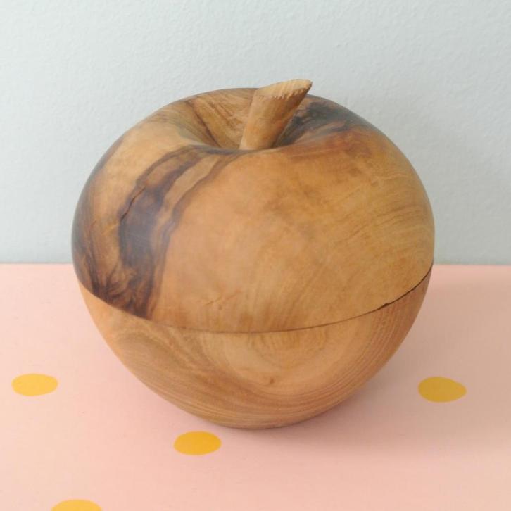 vintage houten appel POTJE dekselbakje brocante retro oud, Huis en Inrichting, Woonaccessoires | Overige, Gebruikt, Ophalen of Verzenden