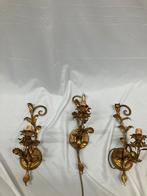 3 Hans Kögl florale wandlampen Hollywood Regency rococo, Huis en Inrichting, Ophalen of Verzenden, Gebruikt, Metaal