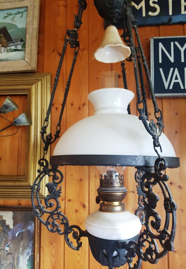 Olielamp echte oude, in prima staat, Antiek en Kunst, Antiek | Lampen, Ophalen of Verzenden