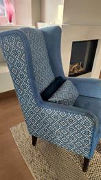 Twee blauwe Vervoort fauteuils in Scandinavische stijl, Gebruikt, Ophalen of Verzenden, Stof, 75 tot 100 cm