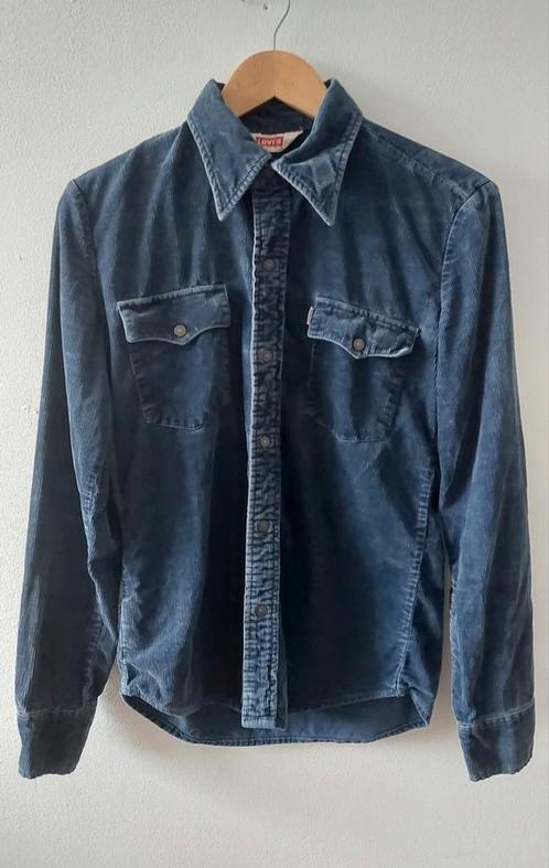 Vintage 70s Levis Big E corduroy shirt, Kleding | Dames, Blouses en Tunieken, Gedragen, Maat 38/40 (M), Blauw, Ophalen of Verzenden