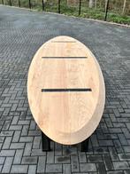 Ovaal eettafel 300x105x4 verjongd eiken rustiek, Ophalen, 100 tot 150 cm, Eikenhout, Vijf personen of meer