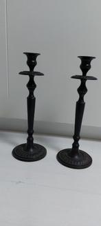Twee Bruine ijzeren Kandelaars - 30cm, Antiek en Kunst, Ophalen of Verzenden