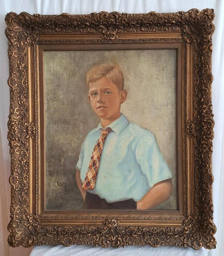 Bern Dons, Portret van een jongen genaamd Jan, olieverf, Antiek en Kunst, Kunst | Schilderijen | Klassiek, Ophalen of Verzenden