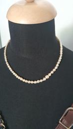 Vintage parel choker ketting, Gebruikt, Ophalen of Verzenden, Zilver, Steen of Mineraal