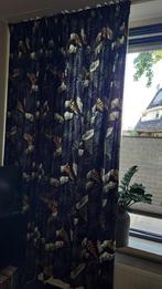 Zwarte gordijnen met motief, Huis en Inrichting, 200 cm of meer, Zwart, Ophalen of Verzenden, Zo goed als nieuw