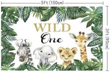 BINQOO 5x3ft Jongen Wilde Achtergrond Dieren Groen Eerste Ve beschikbaar voor biedingen