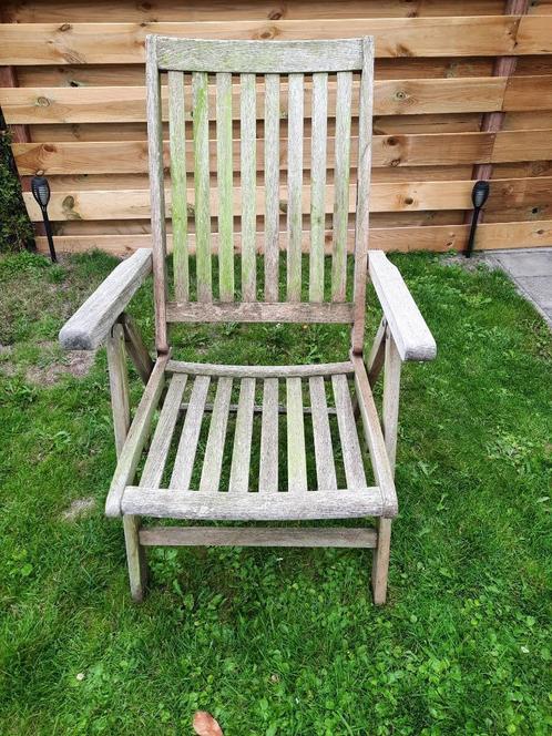 4 TEAK TUINSTOELEN VERSTELBAAR INKLAPBAAR, Tuin en Terras, Tuinstoelen, Gebruikt, Teakhout, Inklapbaar, Verstelbaar, Ophalen