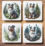 Australian Shepherd Bos onderzetters met houder, Ophalen of Verzenden, Nieuw, Glas of Kopje