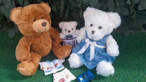Vintage knuffel beren familie beertjes speelset, Kinderen en Baby's, Speelgoed | Knuffels en Pluche, Zo goed als nieuw, Beer, Ophalen of Verzenden