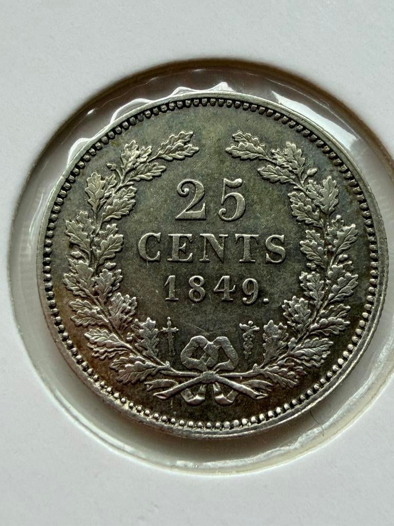 Nederland. Willem II. 25 cent 1849. FDC-, Postzegels en Munten, Munten | Nederland, Zilver, 25 cent, Ophalen of Verzenden, Losse munt