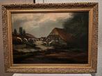 Schilderij met prachtige lijst. Heidelandschap met schapen., Ophalen